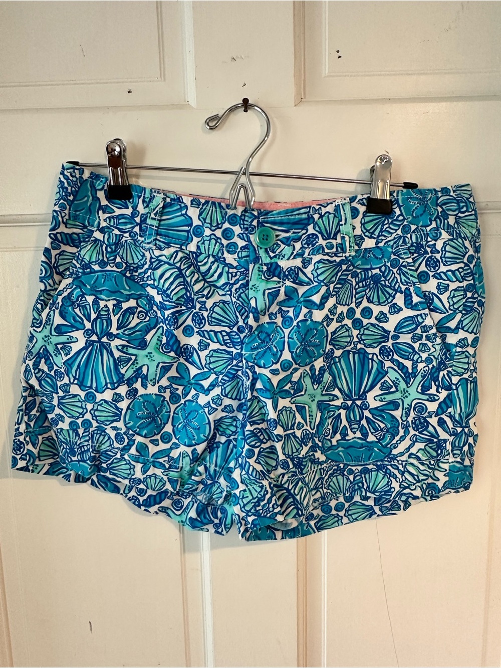 Lilly Pulitzer Blue & Teal Seashell Print Bermuda Shorts